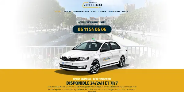 Page d'accueil du site ABCD Narbonne Taxi