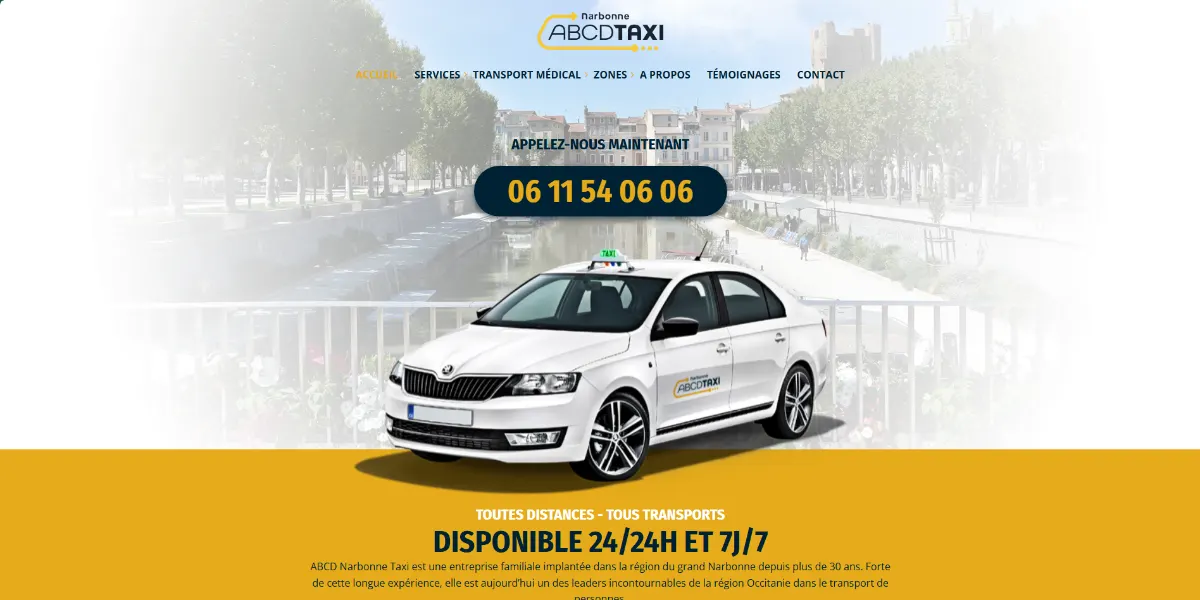 Page d'accueil du site ABCD Narbonne Taxi