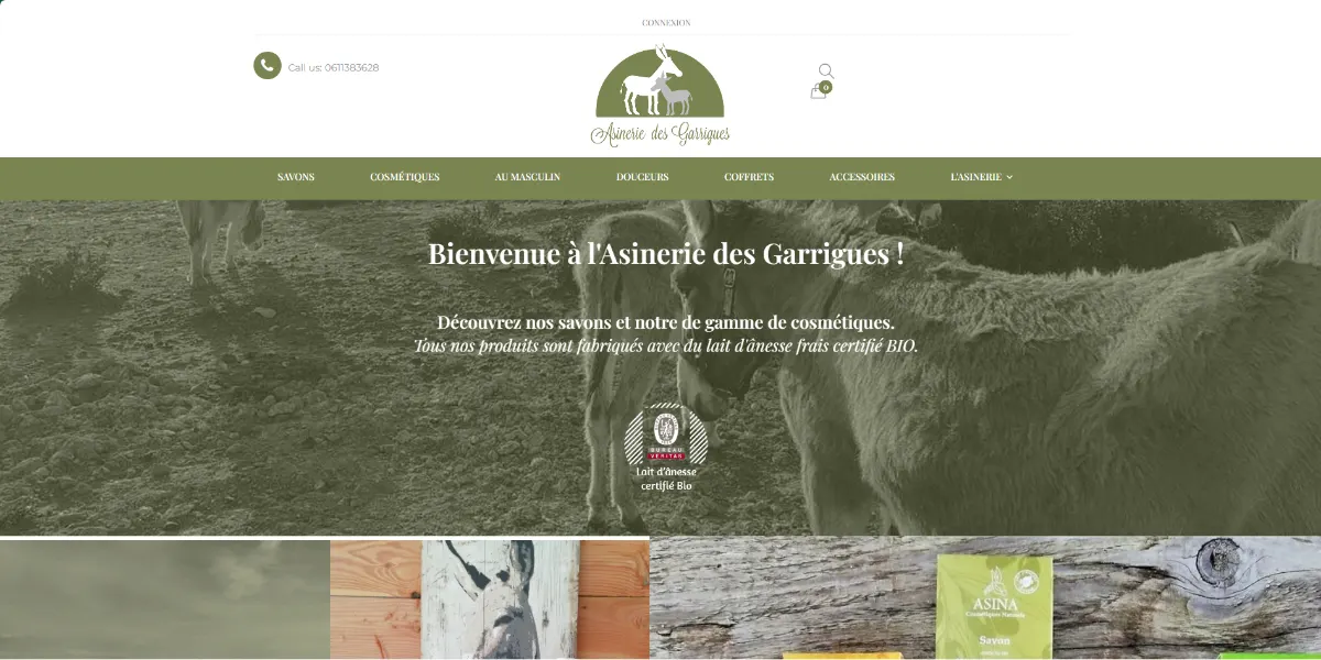 Page d'accueil du site Asinerie des Garrigues