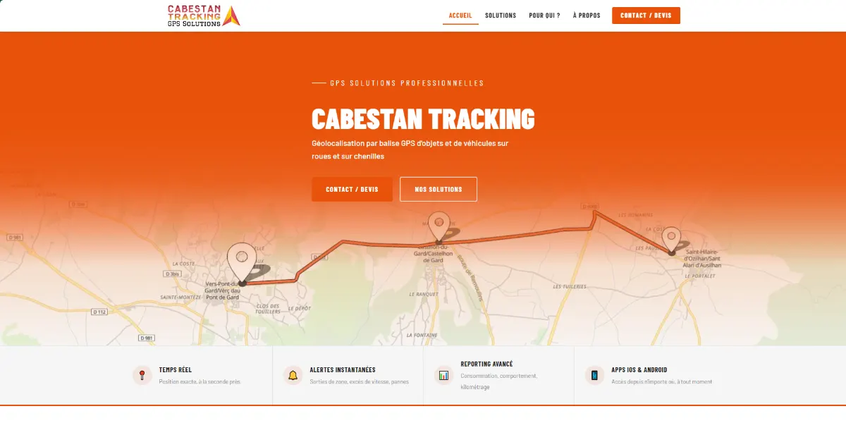 Page d'accueil du site Cabestan Tracking