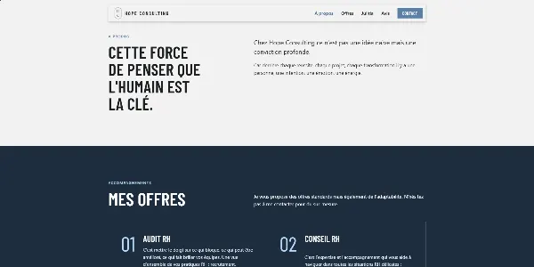Page d'accueil du site Hope Consulting