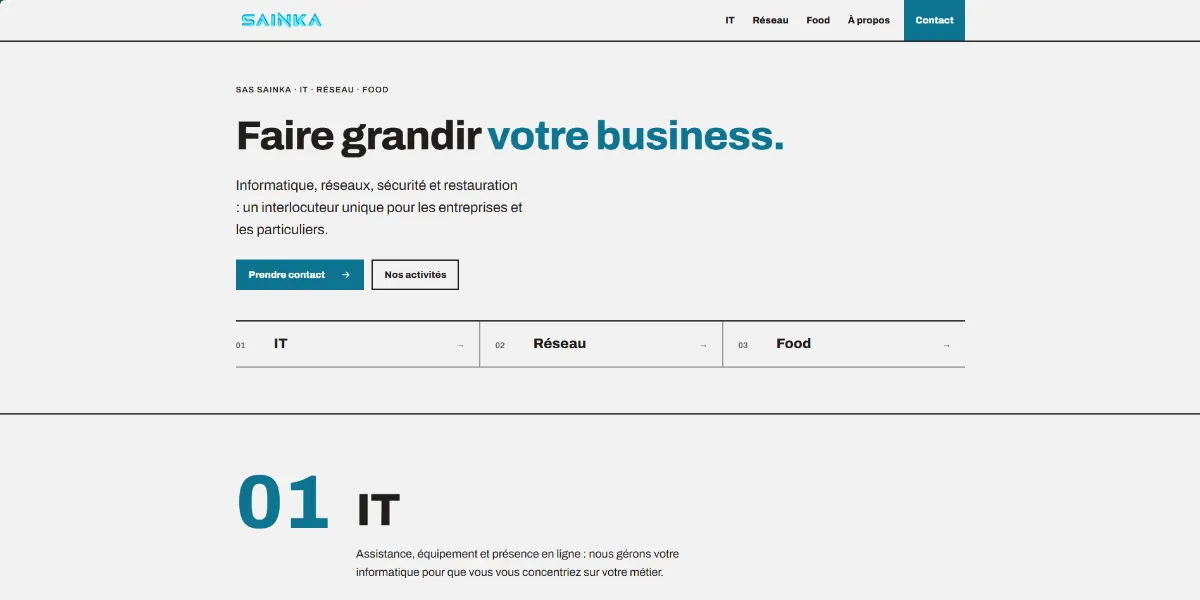 Page d'accueil du site Sainka